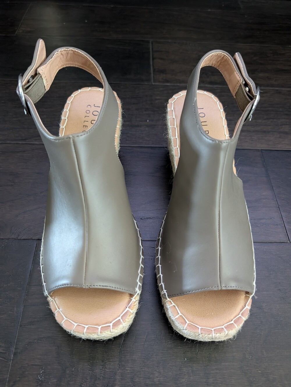 Journee Crew Women's Espradrille Wedges in Taupe